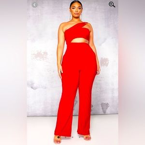 Pretty little thing slinky red jumpsuit